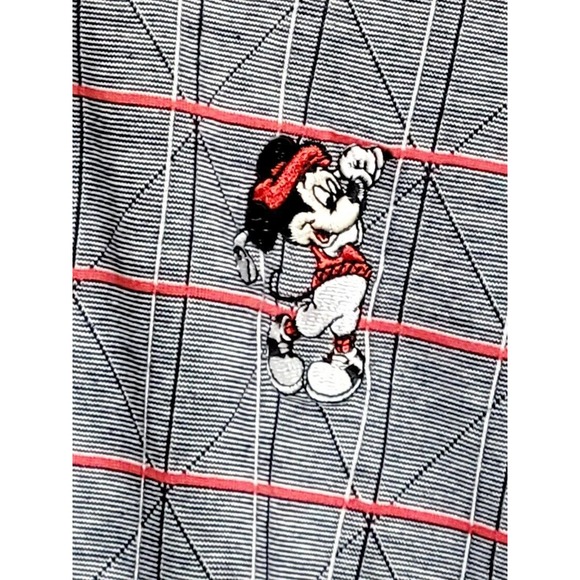 Vintage Disney Pro Collection Golf Polo Shirt Adult XL Gray Plaid Mickey Mouse - Picture 3 of 4